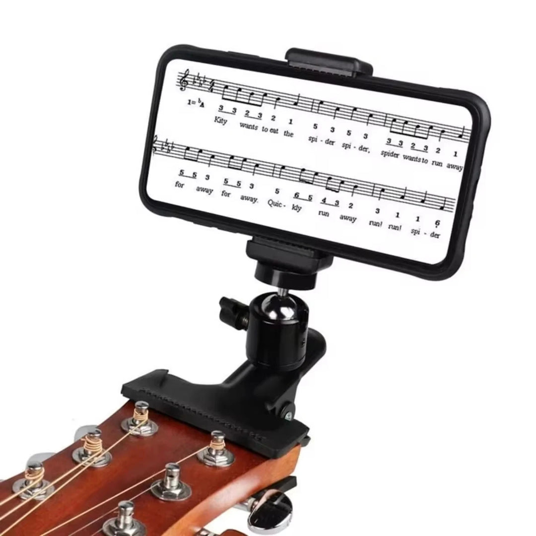 Miwayer Guitar Headstock Phone Holder – 360° Live Stream Bracket Tripod Clip