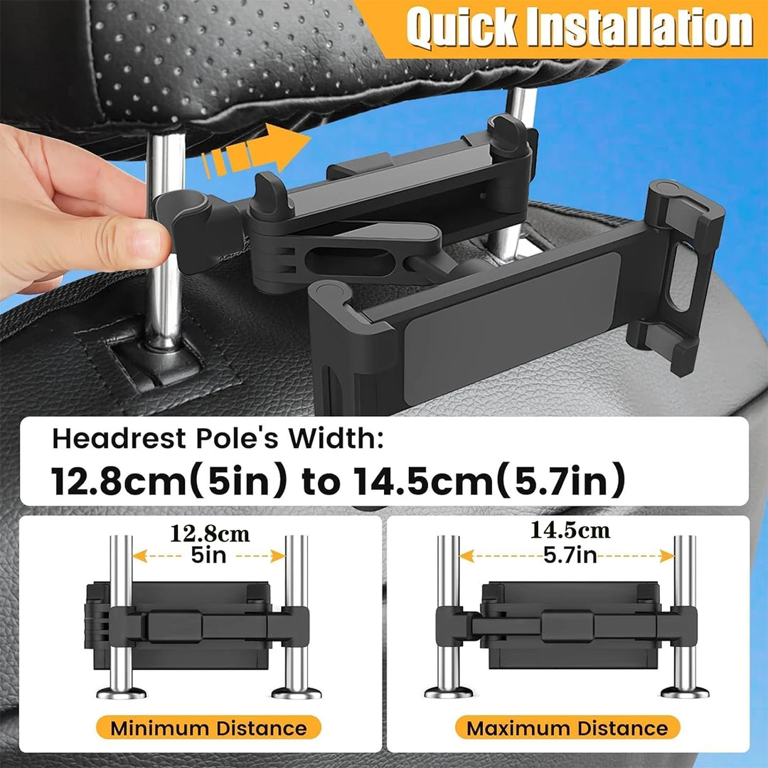 Car Headrest Tablet Holder | Adjustable Backseat Mount for iPad 4.7–12.9" | XMSJ