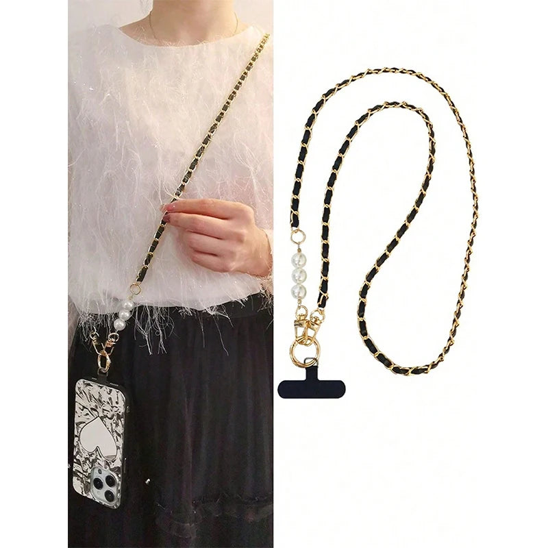 Pearl Lanyard Necklace - Elegant Crossbody Phone Strap for Women