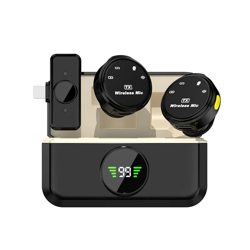 Wireless Lavalier Microphone 2.4GHz | Magnetic Clip-On Mic with Charging Case for iPhone Android