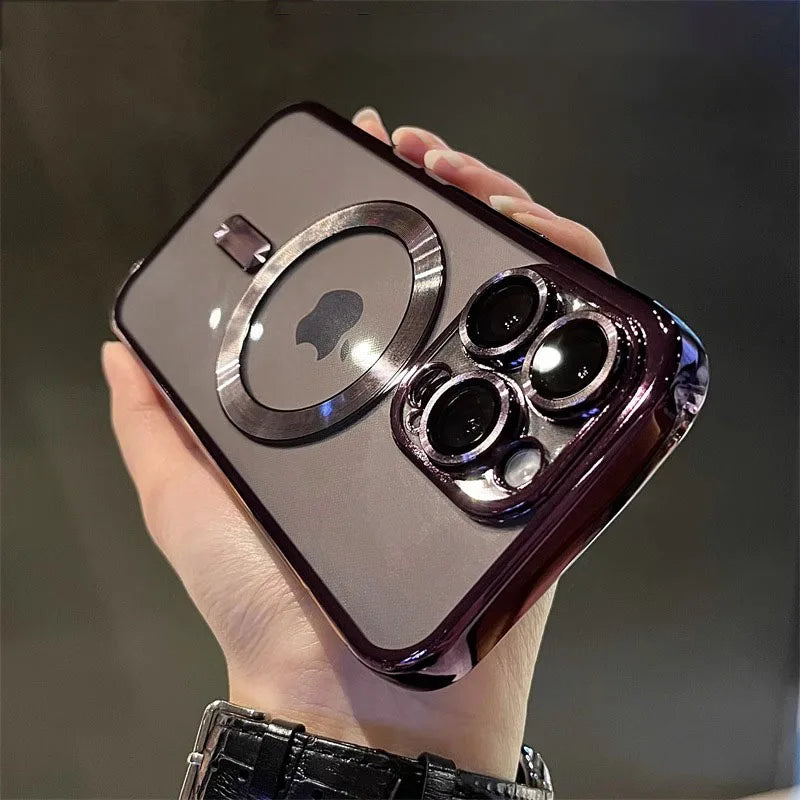 QIXTWO Luxury Plating Clear MagSafe iPhone Case | Magnetic Shockproof Transparent Cover iPhone 17–11