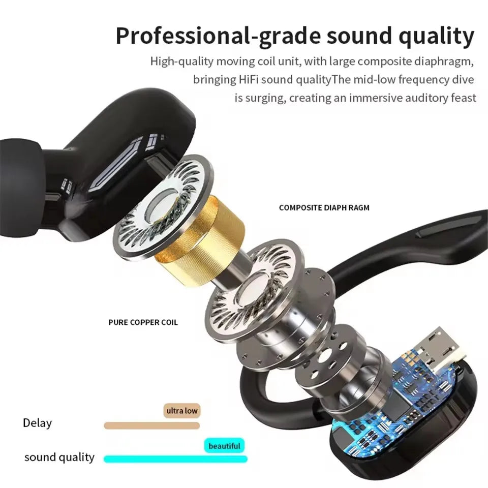 MEZSN OWS Ear Hook Wireless Headphones - Active Noise Cancellation Earbuds