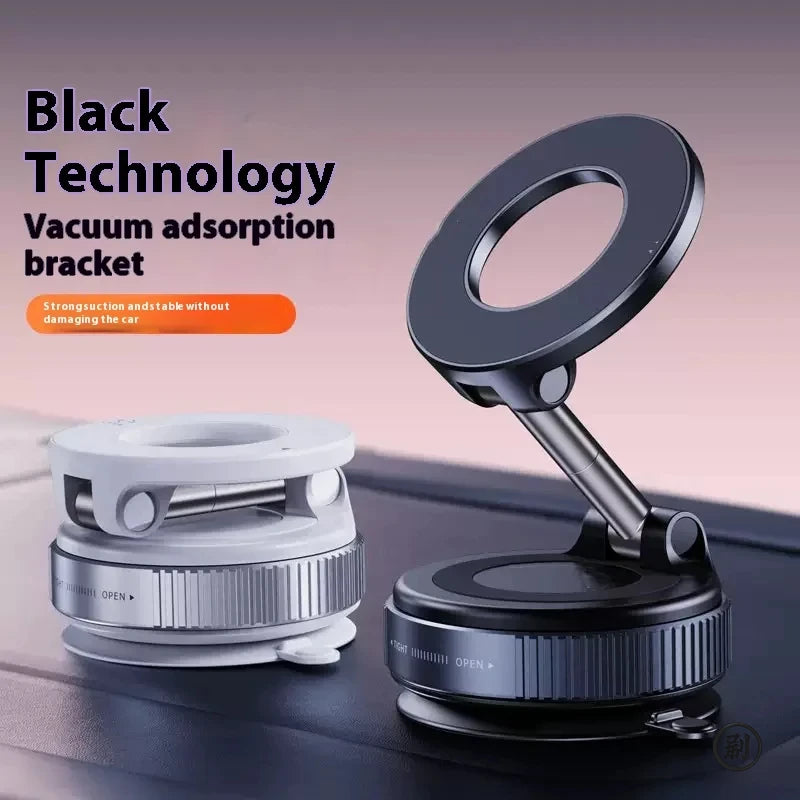 Foldable Magnetic Vacuum Phone Holder | 360° Adjustable Mount for Car Desk Bathroom Gym Mirror