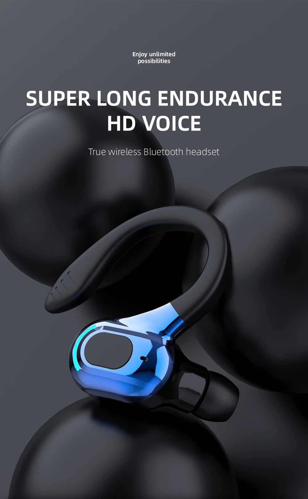 DISOUR M-F8 Wireless Ear-Hook Headset - Best Headphones for iPhone and Samsung