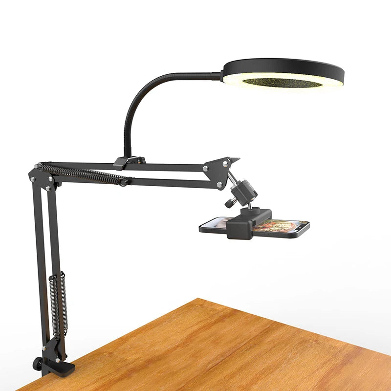 ERIKOLE Overhead Phone Tripod with Ring Light | Desktop Stand for Video Recording & Filming