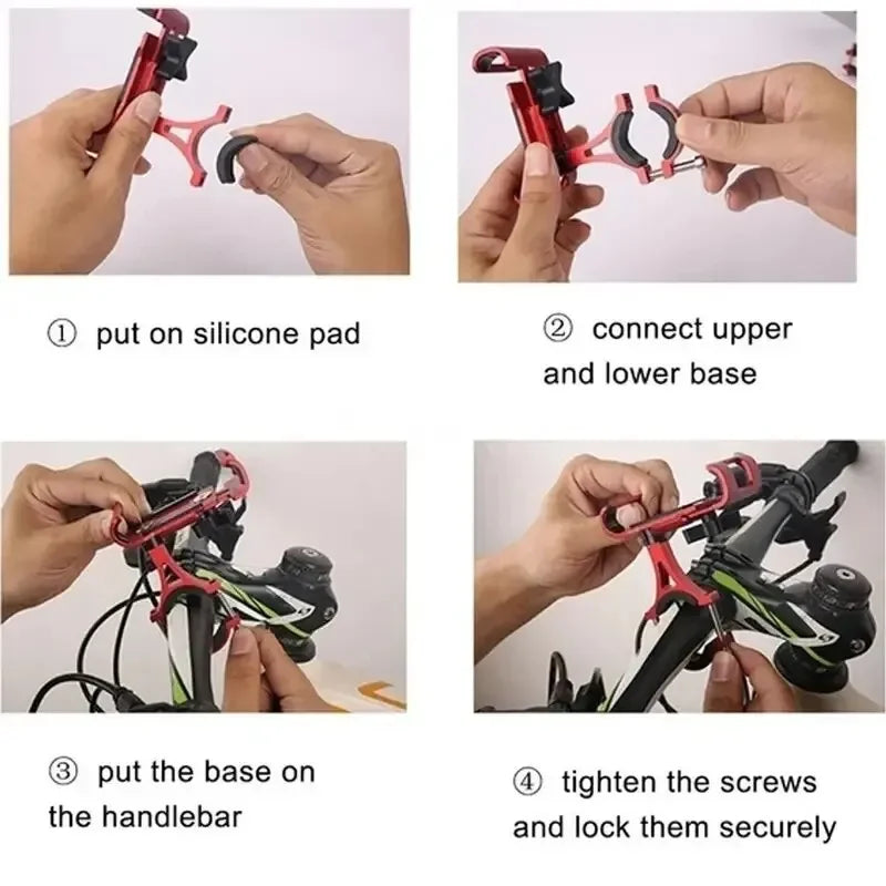 VIKEFON Aluminum Motorcycle Bike Phone Holder – Anti-Slip Universal GPS Mount