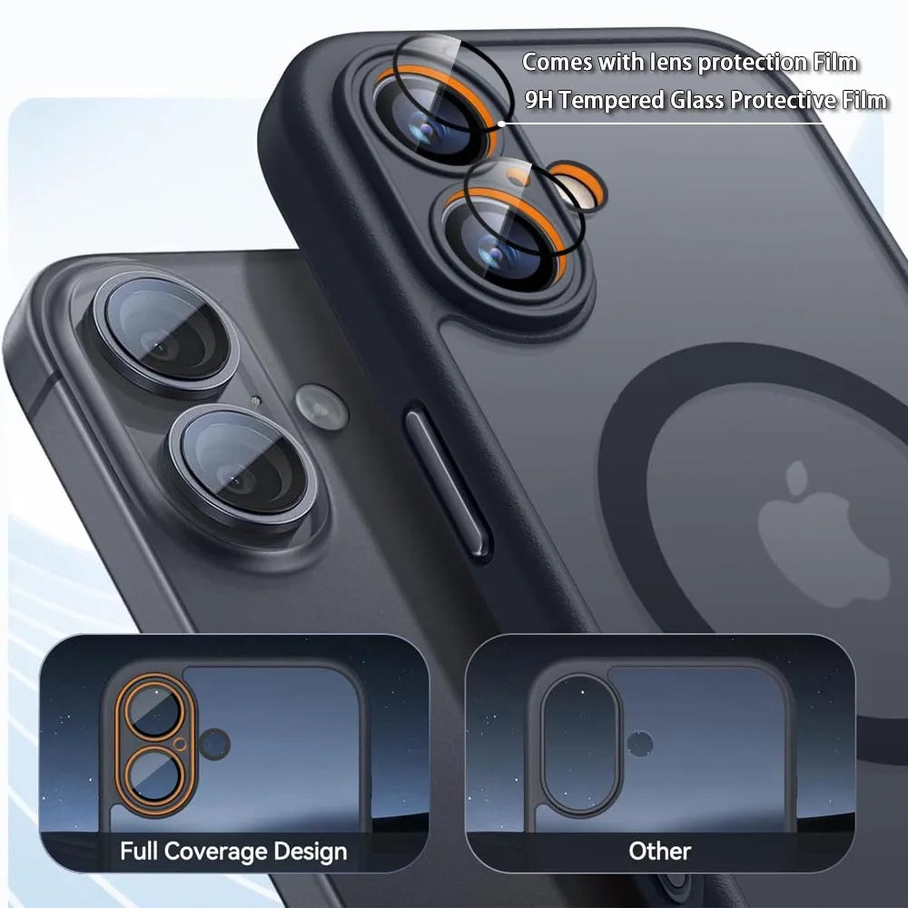 Magnetic Luxury Armor Shockproof Case For iPhone 17 Air 16 15 14 13 12 11Pro Max Magsafe Wireless Charge Matte Translucent Cover
