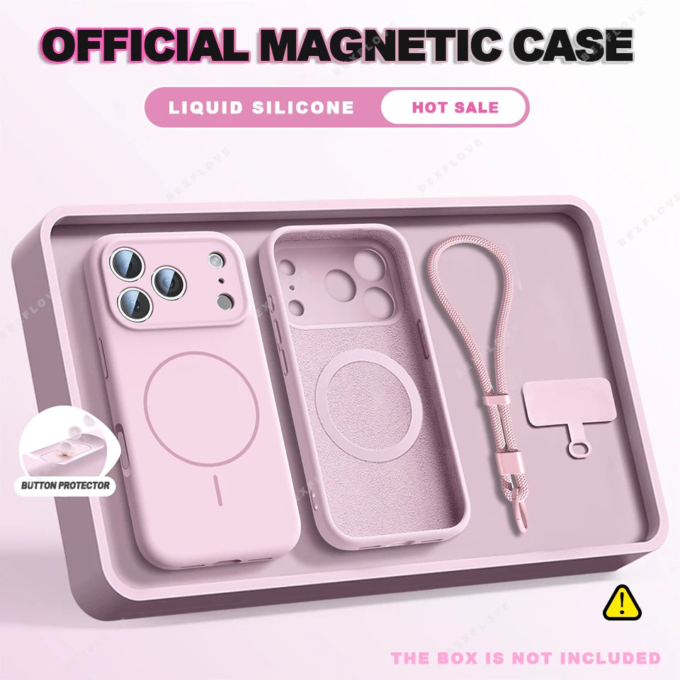 BETYFATE Magnetic Wrist Strap Silicone MagSafe iPhone Case | Lanyard Cover iPhone 17–11 Pro Max