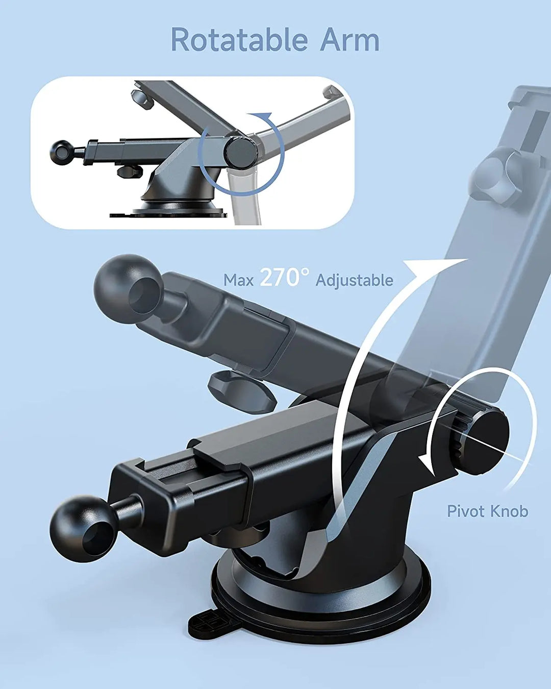 Car Phone Holder Suction Cup Mount for Safe Driving