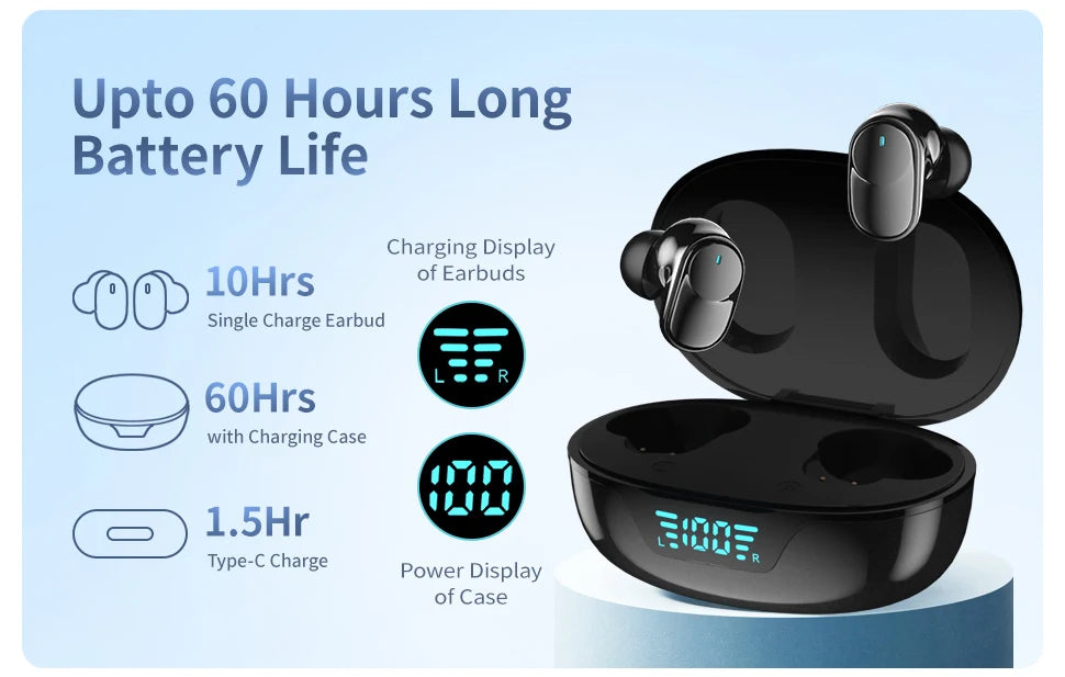 Buy Long Lasting Waterproof Bluetooth 5.3 Earbuds | 60H Battery