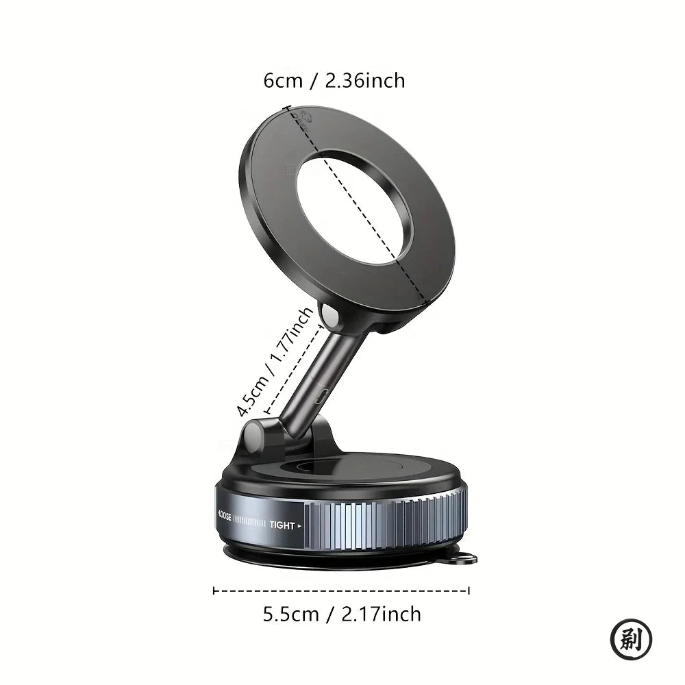 Foldable Magnetic Vacuum Phone Holder | 360° Adjustable Mount for Car Desk Bathroom Gym Mirror