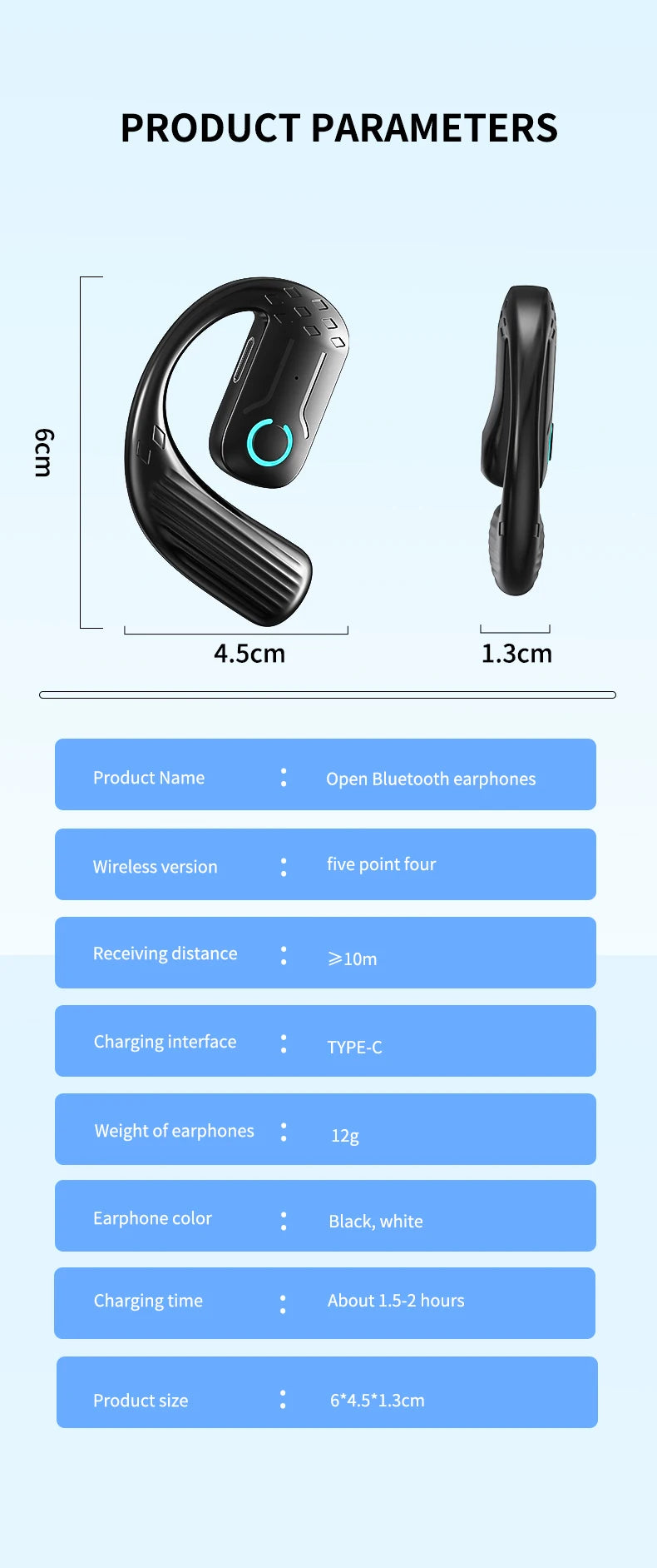 VAORLO YS-01 - Top Rated Bluetooth Ear Hook Headset for Business & Sports