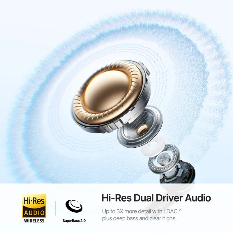 Baseus Bass EP10 Ultra BT 6.0 Earbuds | -55dB ANC | 65H | LDAC Hi-Res | 6-Mic AI Calls