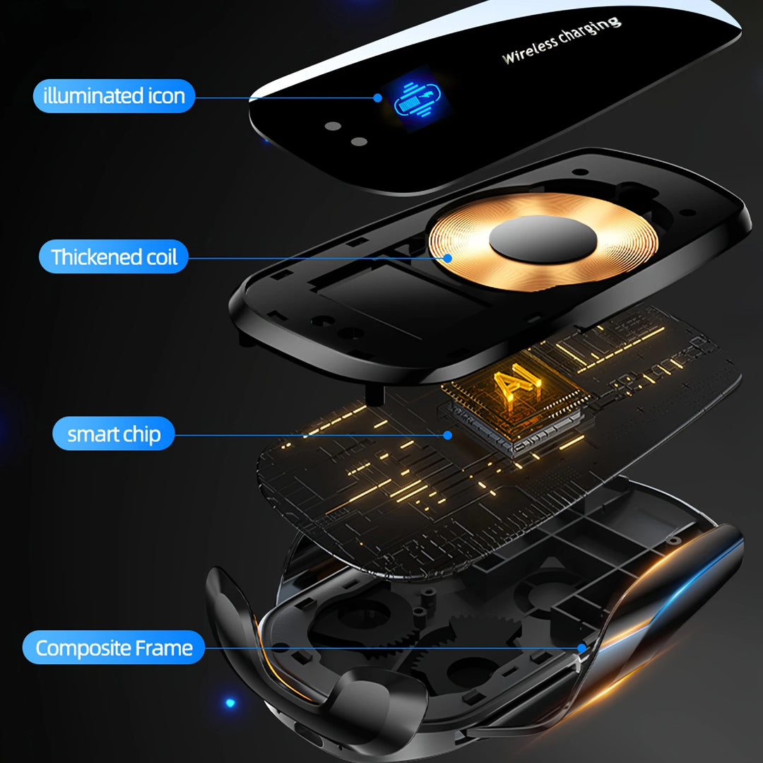 Wireless Charging Car Phone Mount – 360° Rotating Air Vent Holder with USB