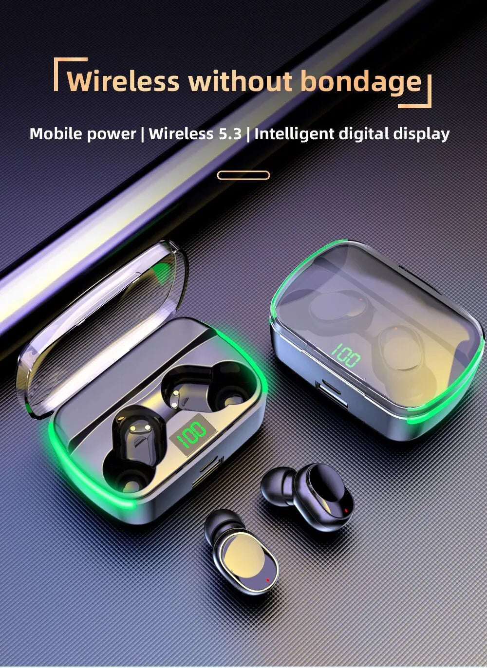 M60 TWS Earphones - Wireless Bluetooth 5.3 Earbuds