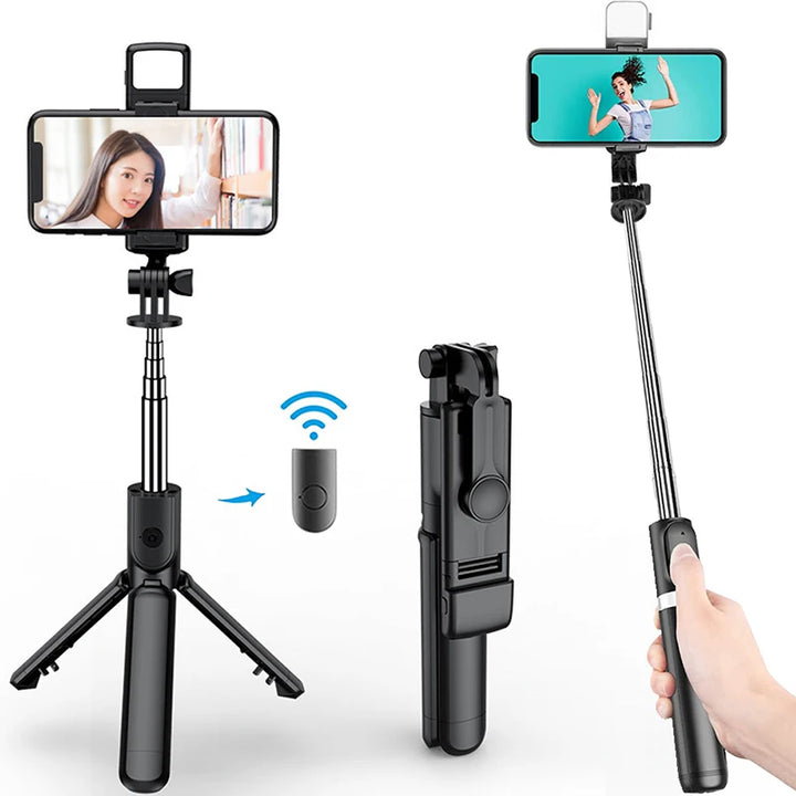 Fomscvka Bluetooth Selfie Stick Tripod – Wireless Remote & Retractable