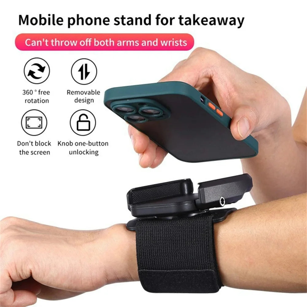 360° Rotatable Wristband Phone Holder – Car Cycling Motorcycle Universal Mount