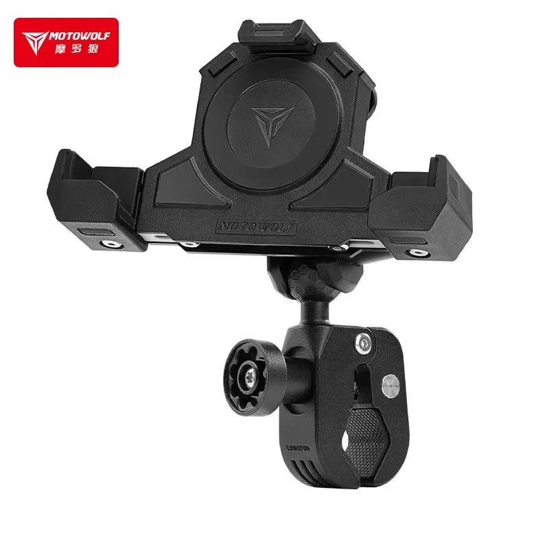 MOTOWOLF Motorcycle Phone Holder – Wireless Charging 360° Aluminum GPS Mount
