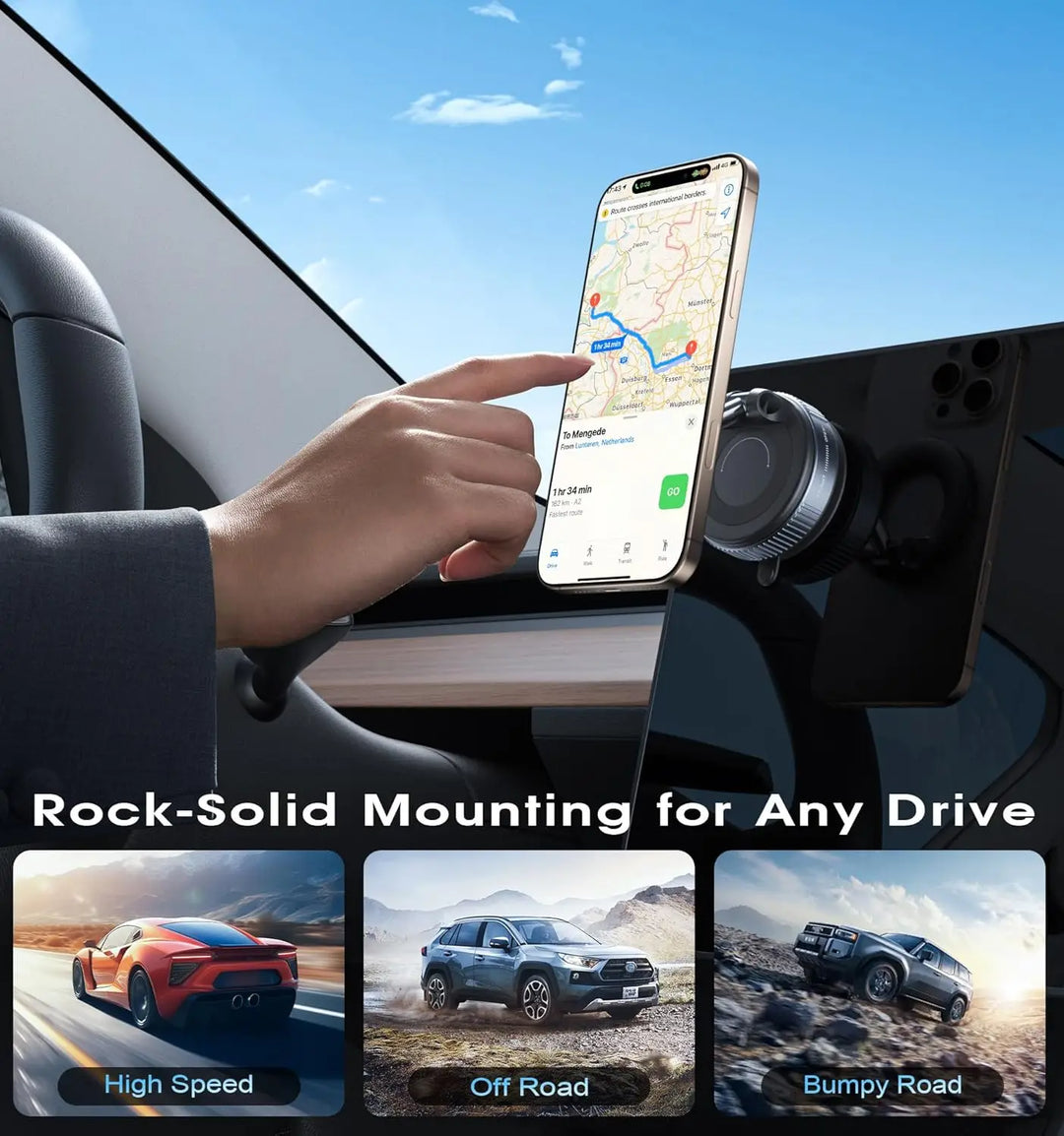 Magnetic car phone mount with folding arm, image 5
