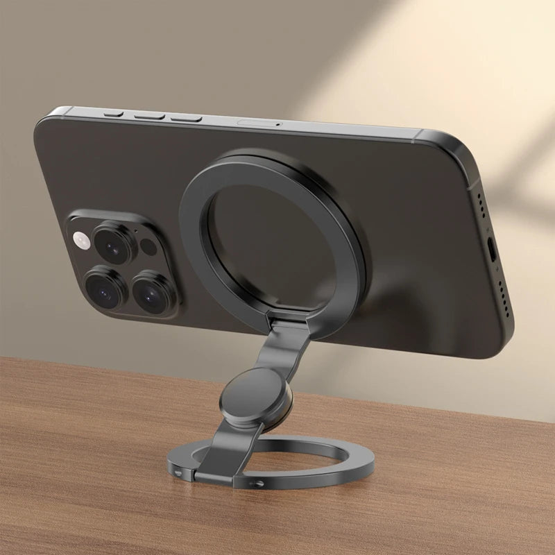 2025 Double-Sided MagSafe Phone Holder for iPhone 14/15/16, Foldable 360° Rotating Stand with Strong Magnet & Finger Grip Support