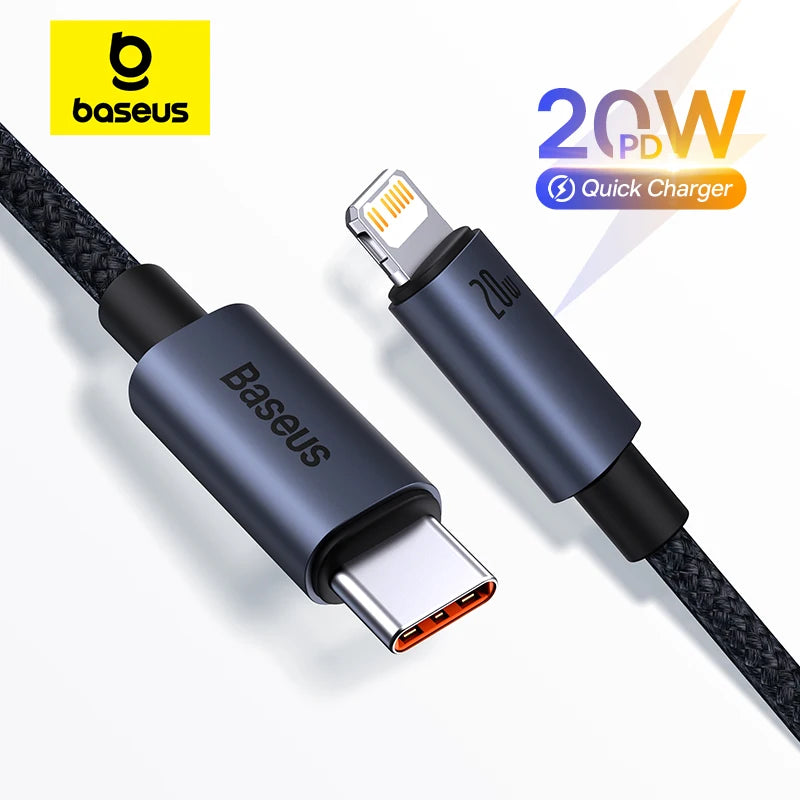 Baseus USB-C to Lightning Cable 3A | 20W PD Fast Charging Braided for iPhone 13 12 11 X XR 8