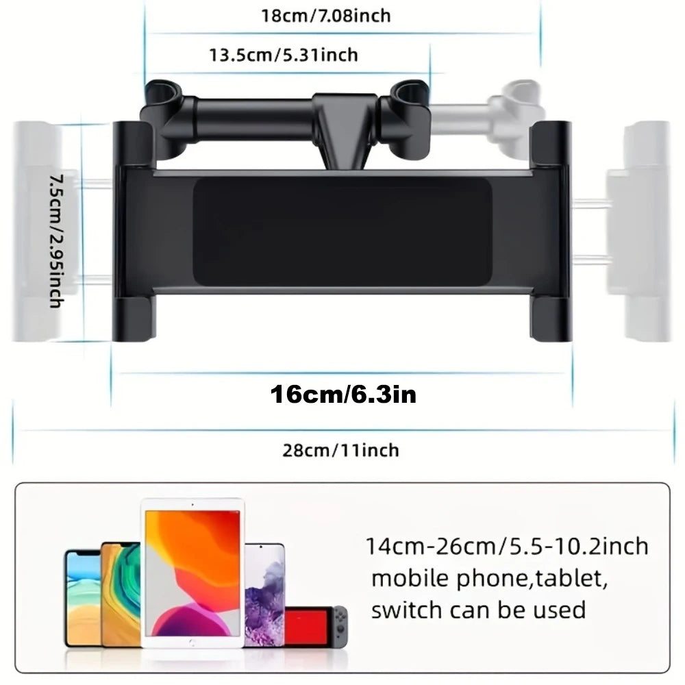 Car Headrest Tablet Holder | Adjustable Backseat Mount for iPad 4.7–12.9" | XMSJ