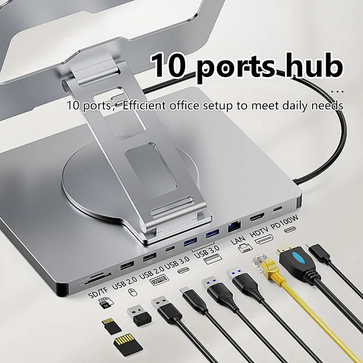Best 10-in-1 Laptop Stand Hub, Laptop Professional Essentials — usb-c laptop stand hub