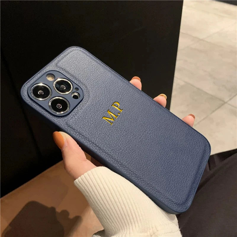 Custom Personalized Luxury PU Leather iPhone Case - Gift Cover for iPhone 11 to 17 Pro Max Air