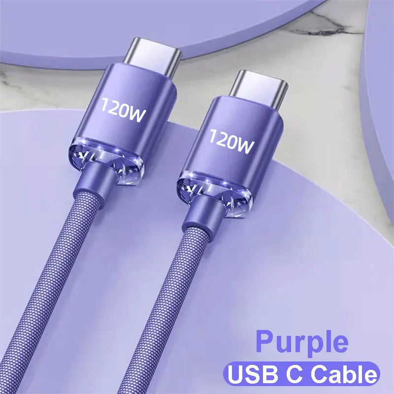 120W 6A USB-A to USB-C Fast Charging Cable | Braided Data Cord Xiaomi Oppo Samsung PD Quick Charge