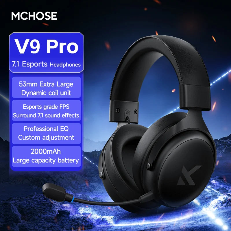 MCHOSE V9 Pro Gaming Headset Tri-Mode Wireless ANC 7.1 Surround
