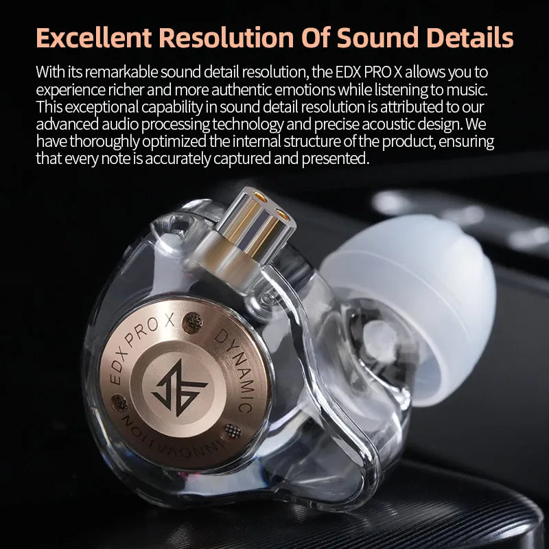 KZ EDX Pro X Wired IEM Earphones HiFi Deep Bass Detachable Cable