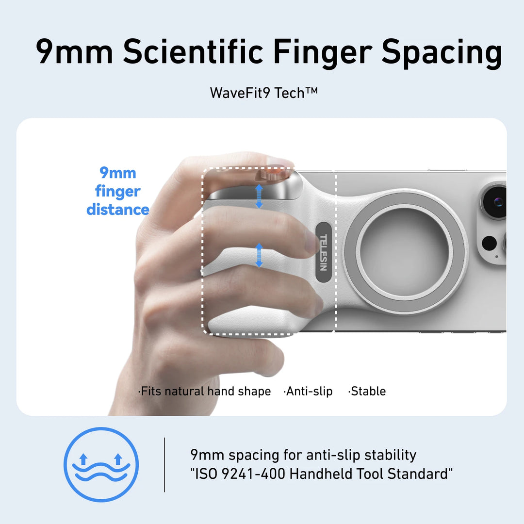 TELESIN P1-MP-10 Magnetic Phone Camera Grip | Bluetooth Remote Fill Light Handle for iPhone Android