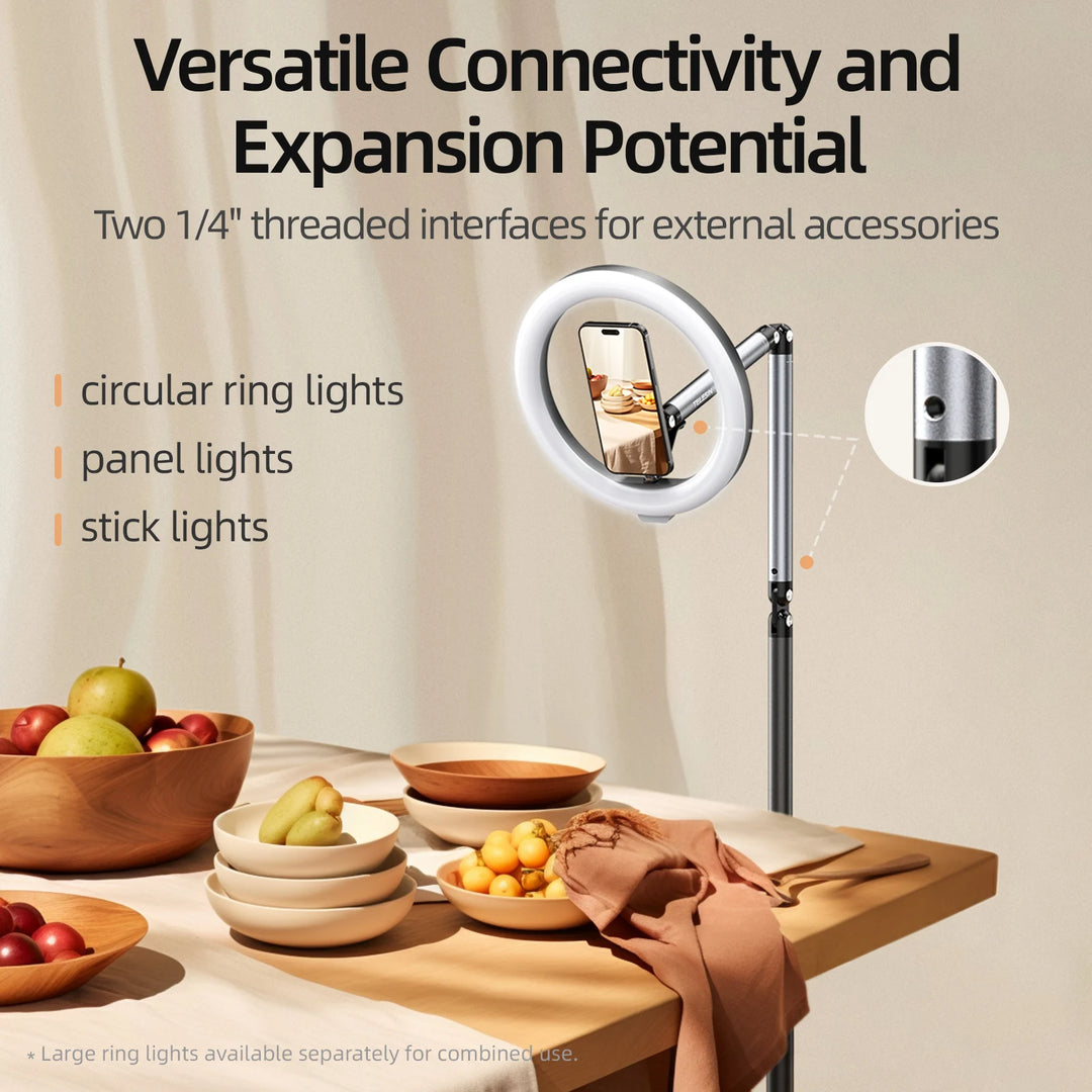 TELESIN Magnetic Phone Floor Stand with 360 Rotating Arm for Live Streaming & Video