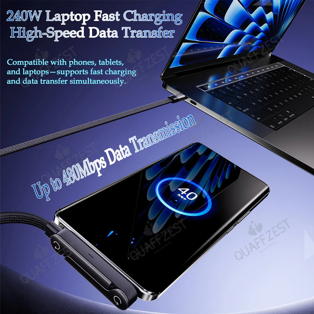 EOENKK 240W Fast Charging Cable – 2-in-1 Foldable Phone Holder for Gaming