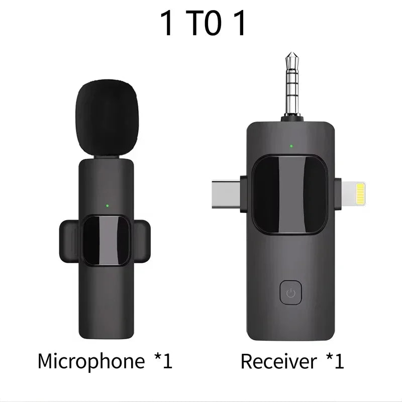 VIKEFON 3-in-1 Wireless Lavalier Microphone for iPhone, Android, DSLR & PC