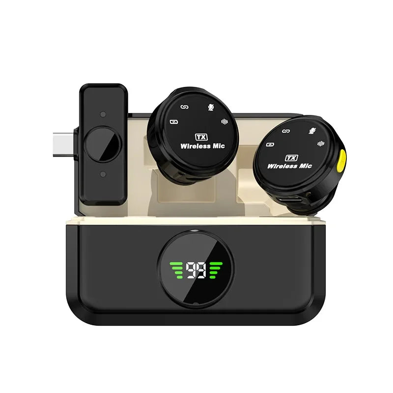 Wireless Lavalier Microphone 2.4GHz | Magnetic Clip-On Mic with Charging Case for iPhone Android