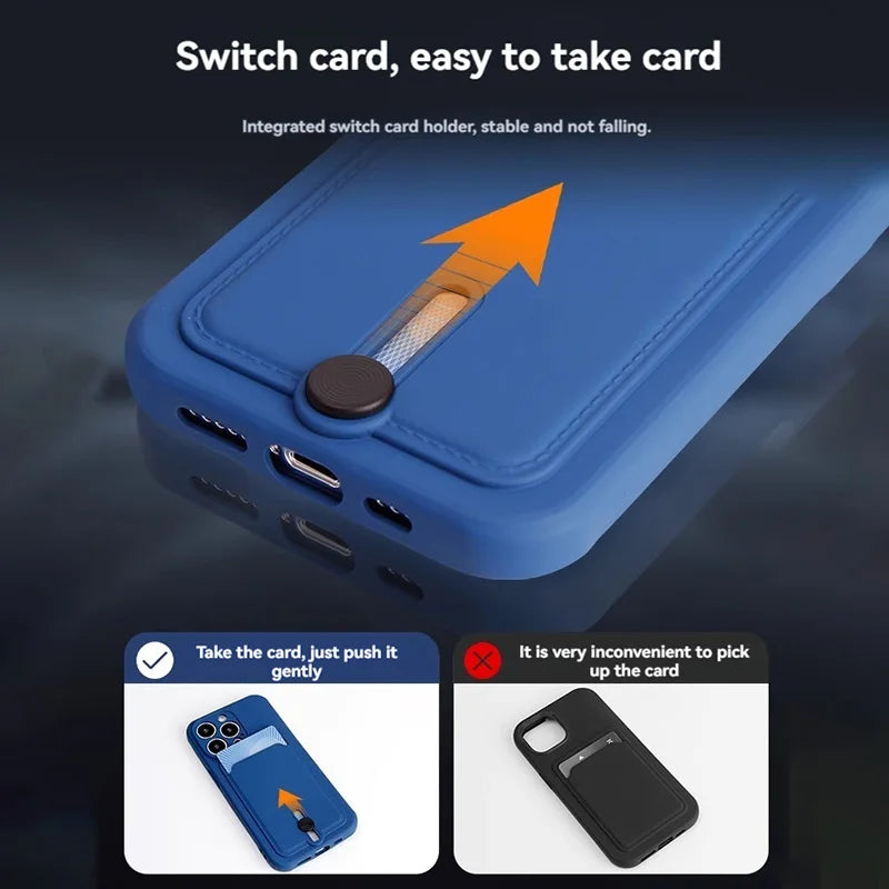 Clear TPU Phone Case with Card Slot iPhone 11-16 Pro Max