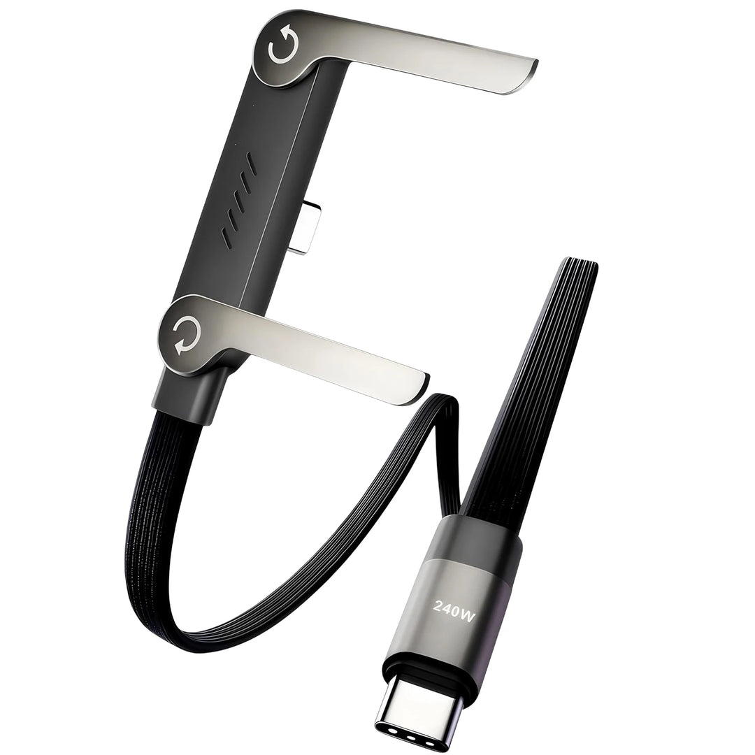 amzwn 240W Fast Charge Foldable Phone Holder Cable | 6A PD USB | Multi-Angle Charging Stand