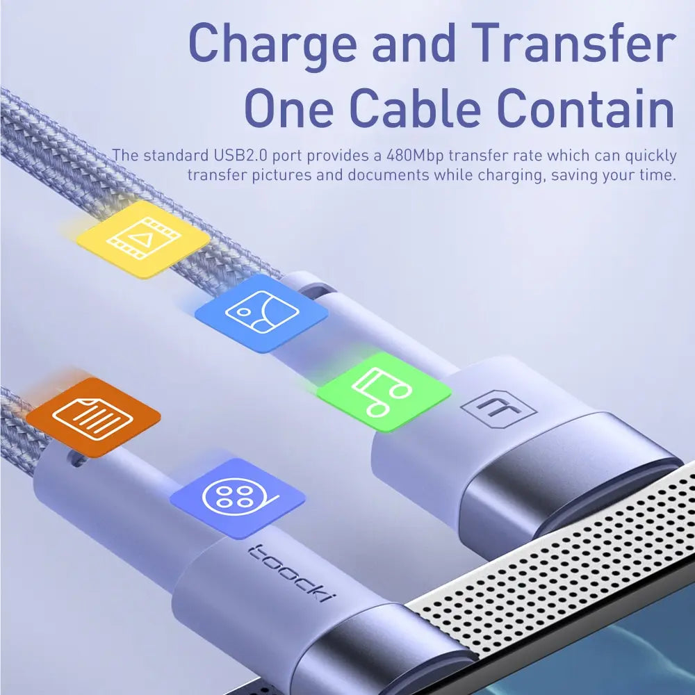 Toocki 2-Pack 3A USB-A to Type-C Cable | Fast Charging Braided Cord Xiaomi Realme Poco Samsung