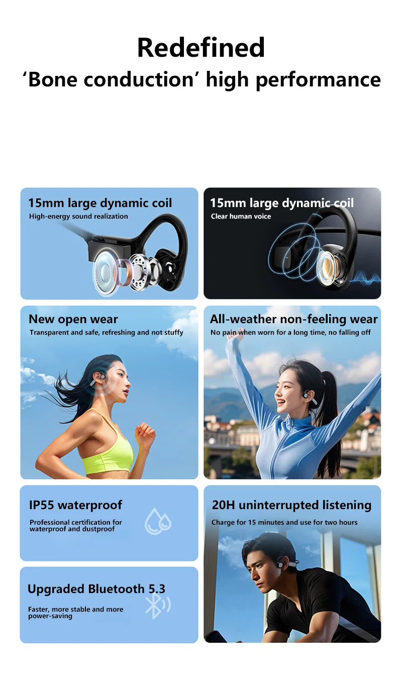 Waterproof Bluetooth 5.3 Headphones for Athletes by DIKELANG Open-Ear
