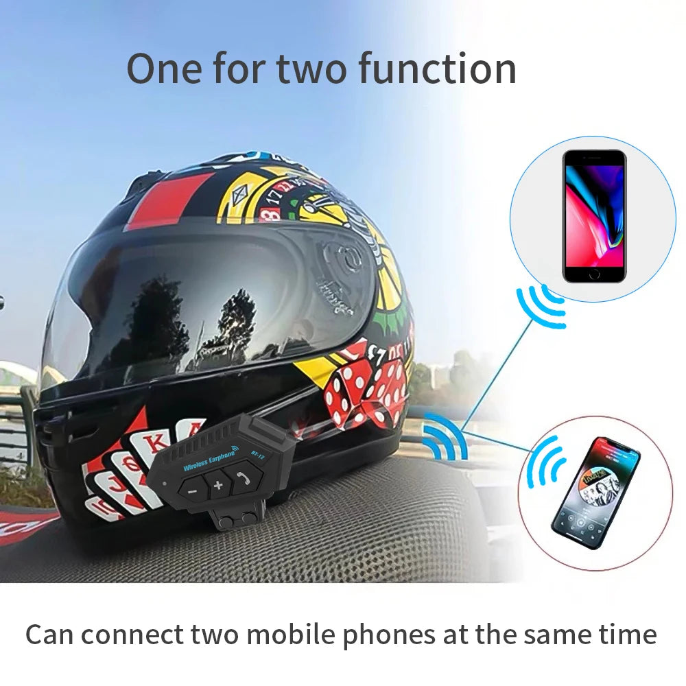 Kebidumei BT12 Motorcycle Bluetooth Helmet Headset