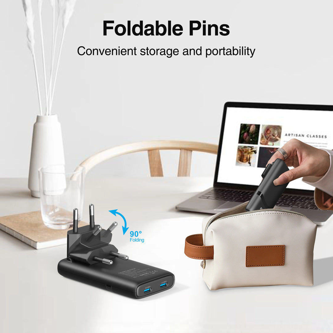 deepartner 65W GaN Dual USB-C Charger - Foldable Plug