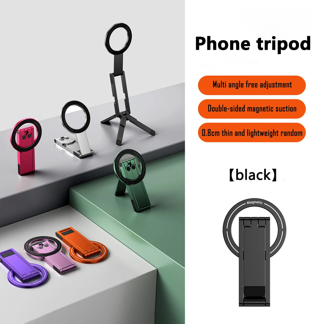 HUOMTONG SJ-15 Magnetic Aluminum Phone Stand – Folding Desktop Tripod Holder