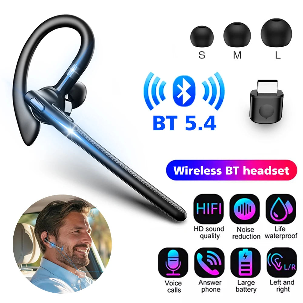 CUGUU Bluetooth 5.4 Ear Hook Wireless Earphones - Noise Reduction & 48h Playtime