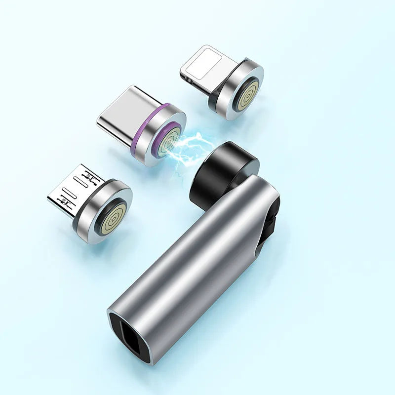 Bkiyougo 540° Magnetic Type-C Adapter | PD 5A Fast Charging | Data Transfer | iPhone & Android