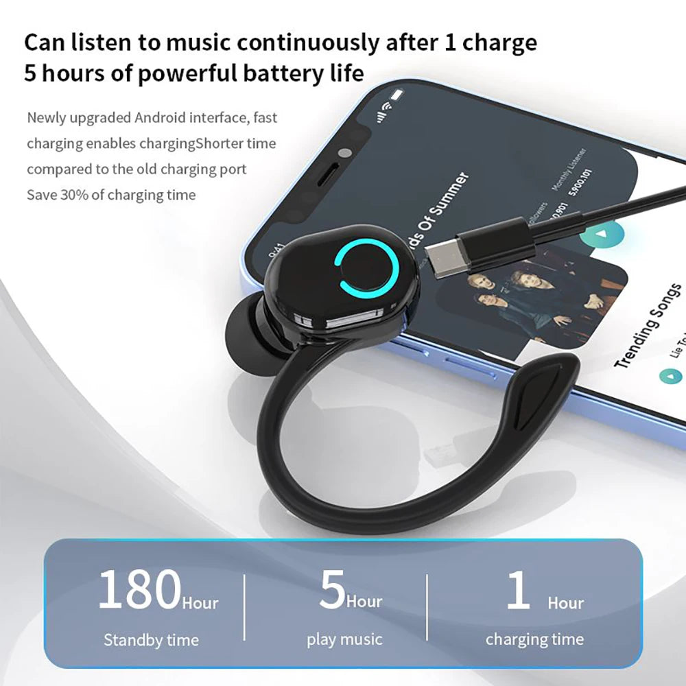 Active Noise Cancellation Wireless Ear Hook Headset