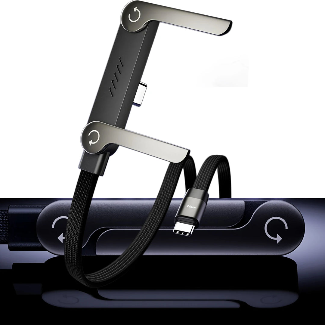 amzwn 240W Fast Charge Foldable Phone Holder Cable | 6A PD USB | Multi-Angle Charging Stand