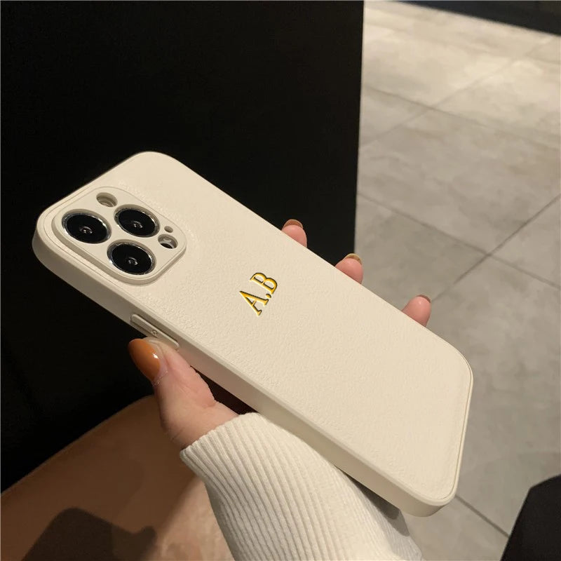 Custom Personalized Luxury PU Leather iPhone Case - Gift Cover for iPhone 11 to 17 Pro Max Air