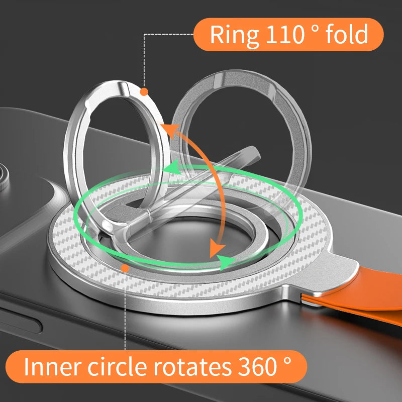 QGhappy MagSafe Phone Holder – Double Magnetic Grip Ring Stand with Hand Strap