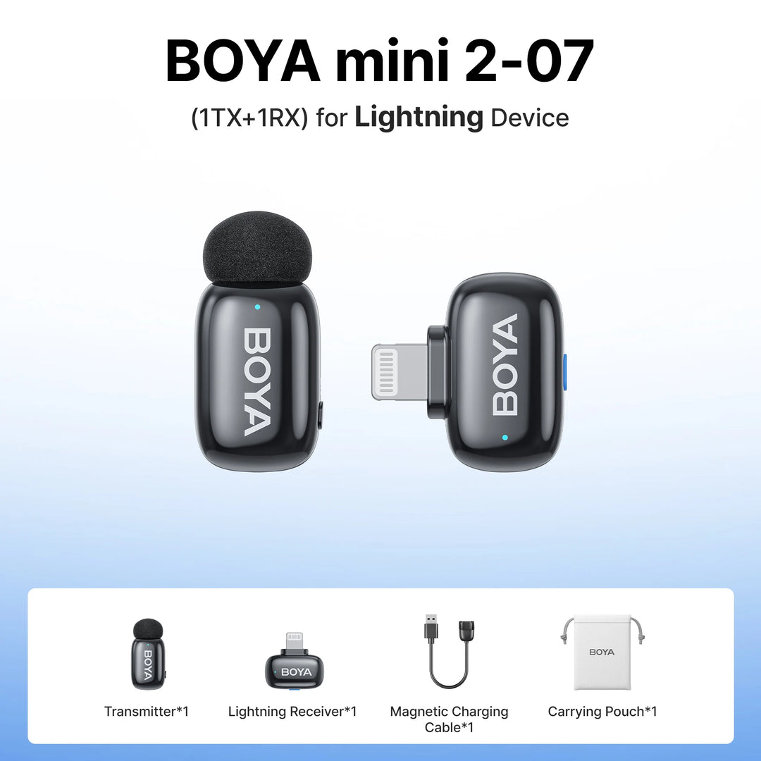 BOYA Mini 2 Wireless Lavalier Mic | AI Noise Cancellation 24-Bit for iPhone Android